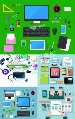 卡通辦公設備矢量素材合集 輕松提升創意效率，盡在非凡圖庫